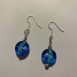 Blue earrings, hand made by me
